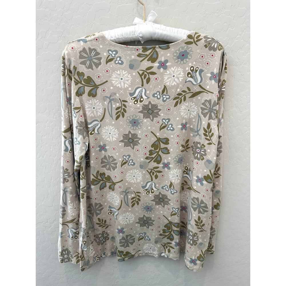 GUDRUN SJODEN Floral Lyocell Long Sleeve Tee Scandinavian Artsy Boho | Medium - Picture 4 of 7